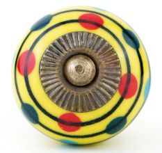 Yellow Stripes Dotted Ceramic Knob