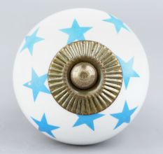 White Blue Star Cabinet Knob