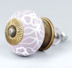 Light Purple floral Leafy Knob