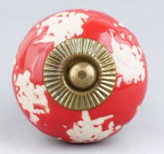 Red Etched Round Knob