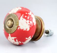 Red Etched Round Knob