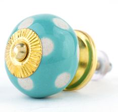 Sea Green Etched Dot Ceramic Drawer Knob