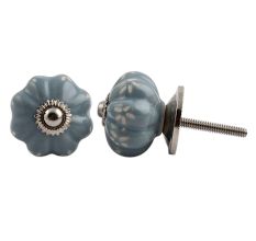 Grey Etched Ceramic Melon Knob