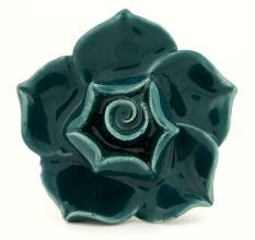 Forest Green Rose Ceramic Dresser Knob