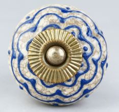 Navy Blue Crackle Ceramic Cupboard Knob