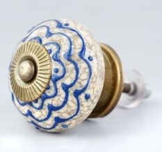 Navy Blue Crackle Ceramic Cupboard Knob