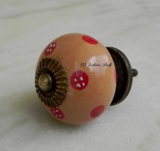 Camel Red Dotted Round Knob