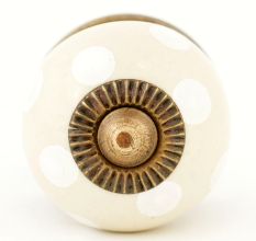 Cream White Polka Dot Small Dresser Knob