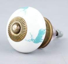 Turquoise Standing Rein Deer Pattern Ceramic Dresser Knob Online