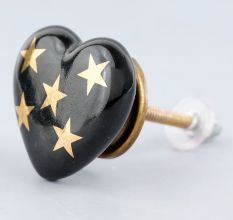 Golden Star Heart Ceramic Cabinet Knob