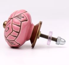 Pink Etched Ceramic Floral Cabinet Knob Online