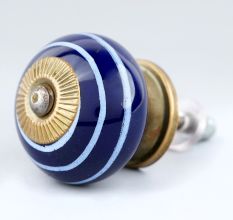 Navy Blue White Knob
