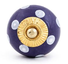 Navy Blue White Polka Dot Knob