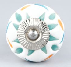 Three Color Leaf Etched Ceramic Knobs
