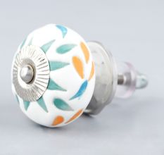 Three Color Leaf Etched Ceramic Knobs