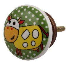 Yellow Cow Ceramic Flat Cabinet Knob Online