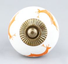 Orange Running Rein Deer Pattern Ceramic Drawer Knob Online