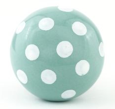 Light Green White Polka Ceramic Knob