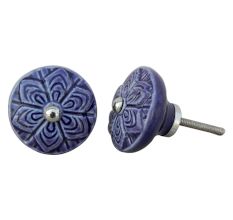 Navy Blue Wheel Flower Knob