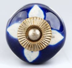 Navy Blue Etched Ceramic Knob-07