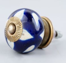 Navy Blue Etched Ceramic Knob-07