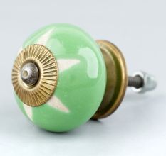 Pea Green Etched Ceramic Knob-10