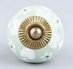 Sage Green Heart Ceramic Floral Wardrobe Knob Online