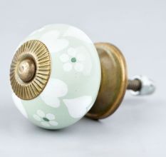 Sage Green Heart Ceramic Floral Wardrobe Knob Online