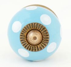 Turquoise Polka Dot Small Ceramic Dresser Knobs