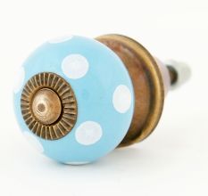Turquoise Polka Dot Small Ceramic Dresser Knobs