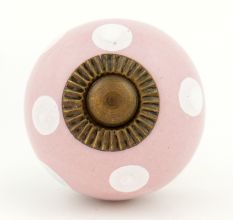 Pink Polka Dotted Small Ceramic Cabinet Knobs