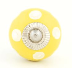 Yellow Dotted Small Ceramic Cabinet Knobs