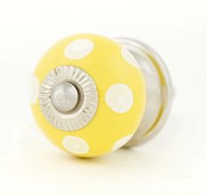 Yellow Dotted Small Ceramic Cabinet Knobs