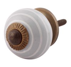 Grey Striped Small Ceramic Drawer Knobs