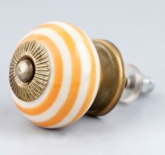 Mustard Striped Ceramic Cabinet Knob