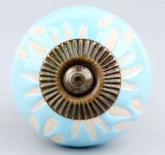 Turquoise Etched Ceramic Knob 39