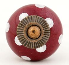 Cherry White Dot Ceramic Cabinet Knob