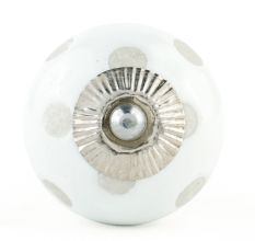 White Polka Dot Ceramic Knob 45
