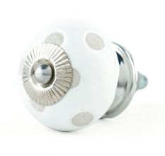 White Polka Dot Ceramic Knob 45