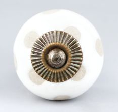 White Polka Dot Ceramic Knob 45