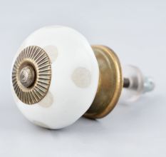 White Polka Dot Ceramic Knob 45