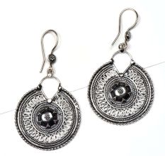 Round 92.5 Sterling Silver Earrings Engraved Party wear Earrings For women