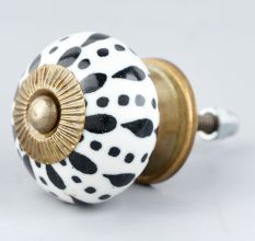 White & Black Ceramic Floral Knob