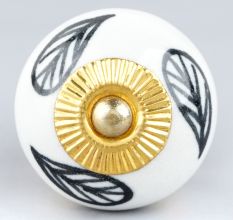 White Ceramic Floral Dresser Knob