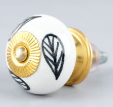 White Ceramic Floral Dresser Knob