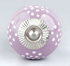 Purple Ceramic Floral Doted Dresser Knob