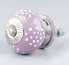 Purple Ceramic Floral Doted Dresser Knob
