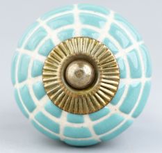 Sea Green Spider Net Etched  Ceramic Drawer Knobs