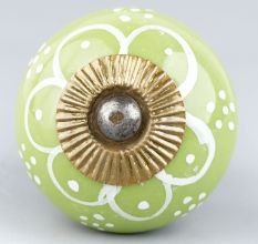 Lime Green Floral Knob