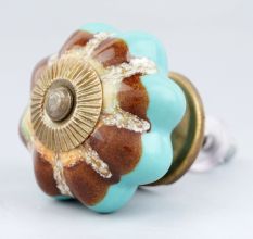 Sea Green And Brown Ceramic Cabinet Knobs